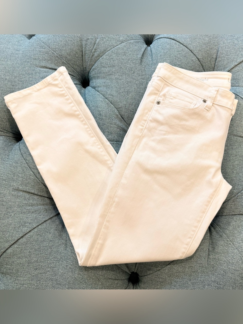 Loft Modern Straight White Jeans
